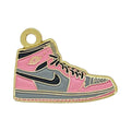 Pink and grey Air Jordan 1 inspired dog ID tag with black swoosh logo
