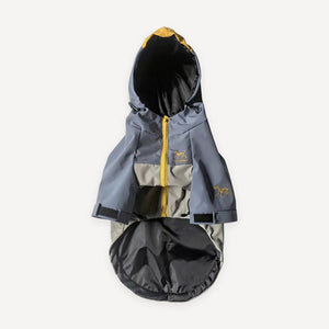 Gray Drawcord Hooded dog raincoat view 2