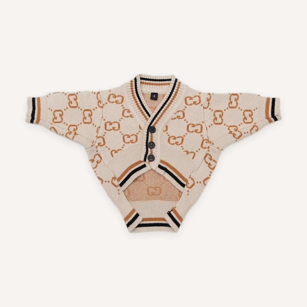 Monogram Button dog cardigan inspired by Gucci view 2