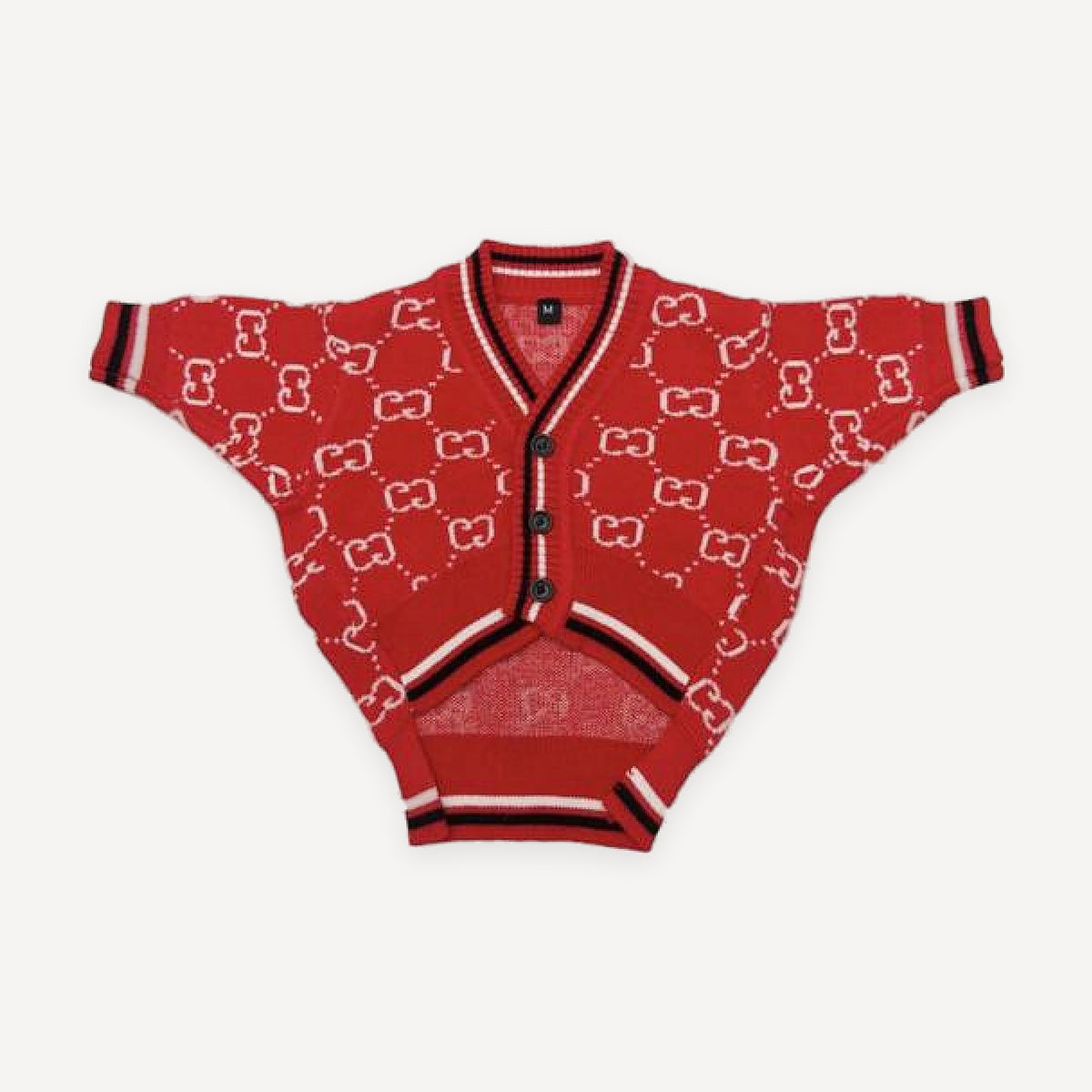 Monogram Button dog cardigan inspired by Gucci view 3