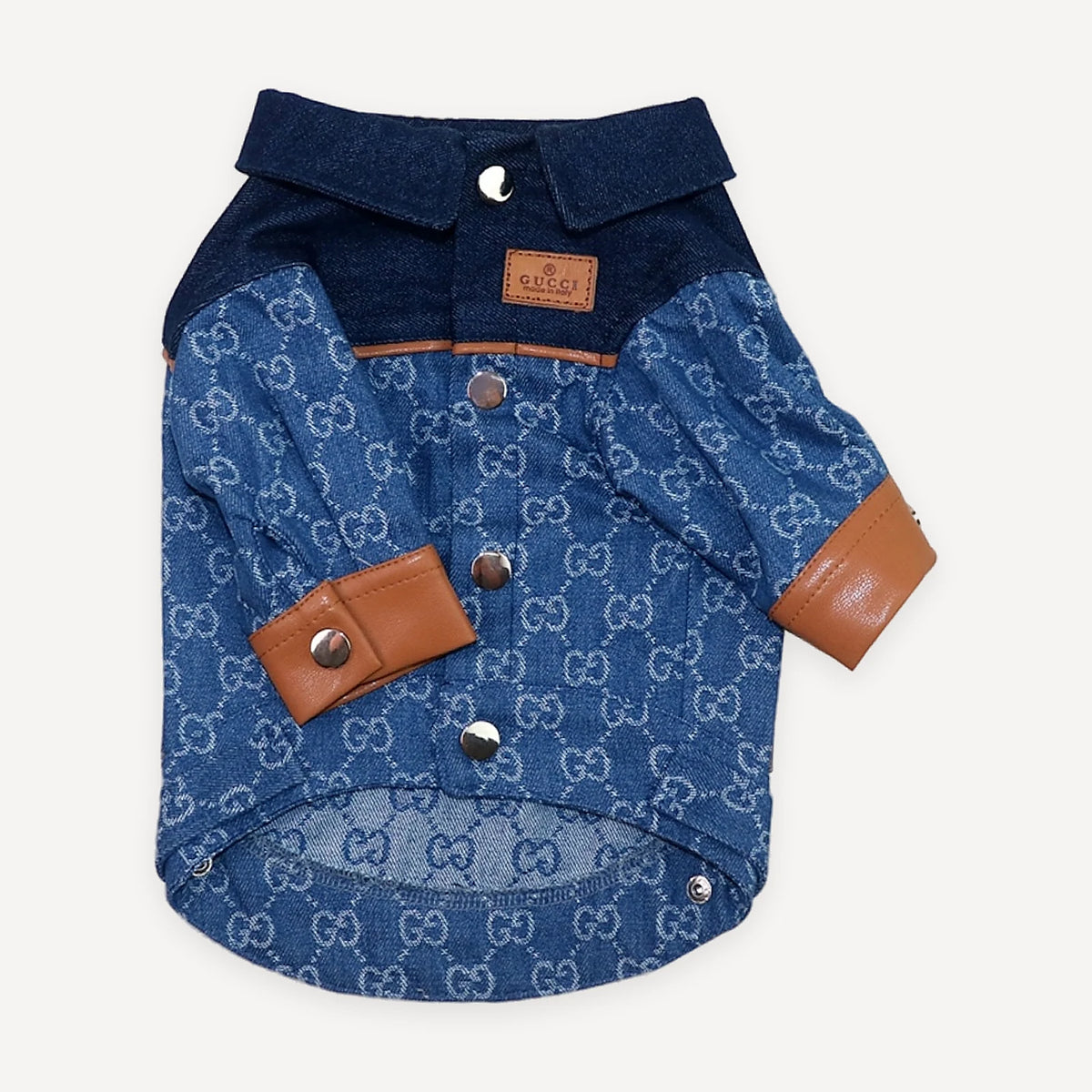 Monogram Denim dog shirt inspired by Gucci view 2