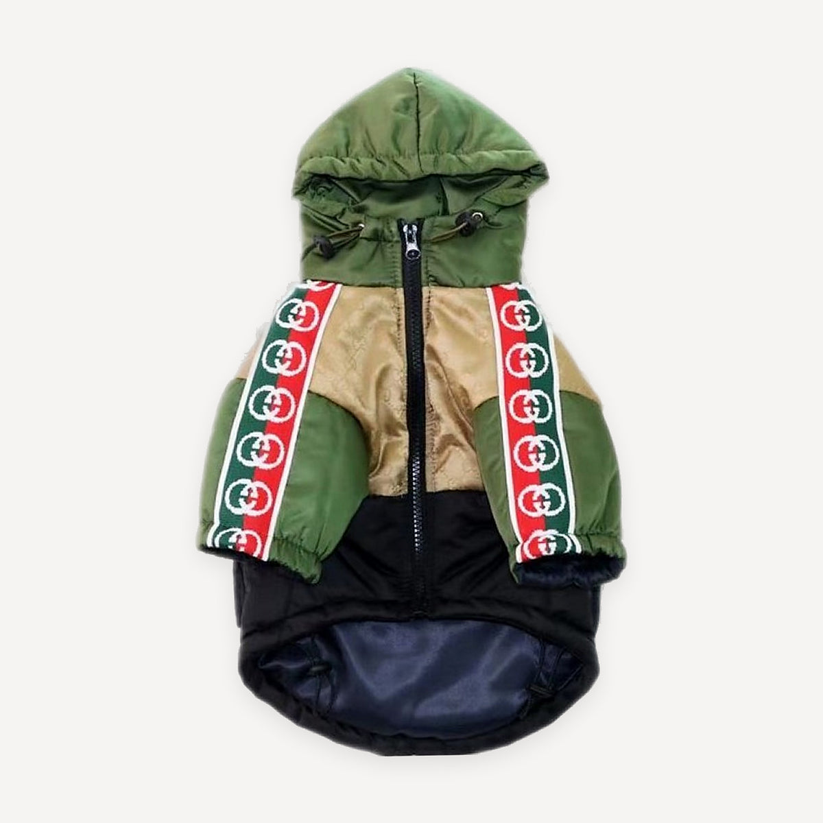 Color Block Web Stripe dog windbreaker inspired by Gucci view 3