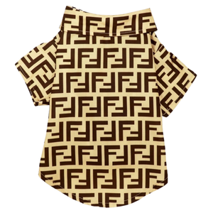 Khaki and brown FF monogram dog polo shirt Fendi style classic collar
