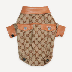 Monogram Leather Strap dog jacket inspired by Gucci view 3