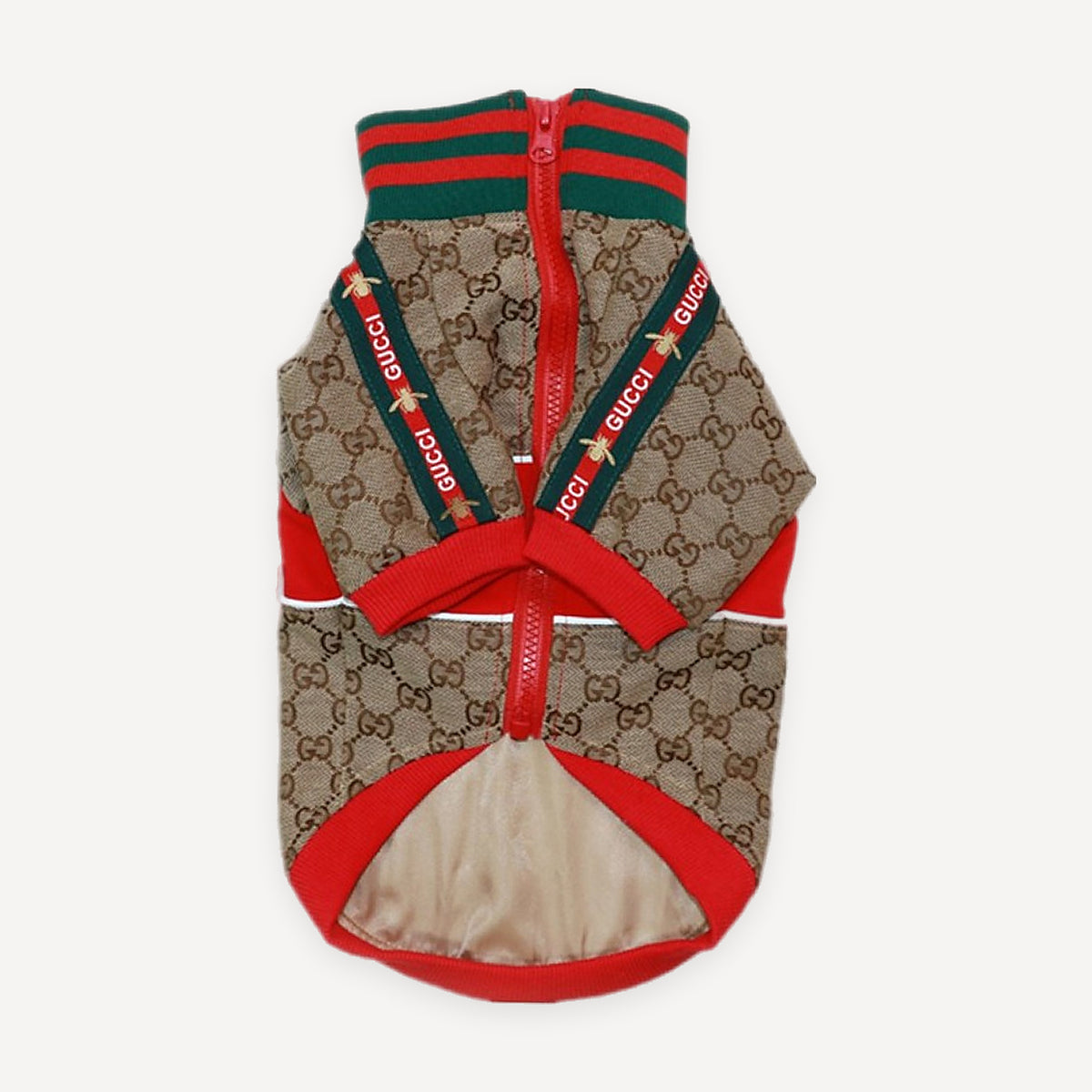 Web Stripe Monogram dog jacket inspired by Gucci view 3