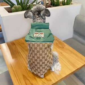 Pawcci Green Satin Vest on a dog