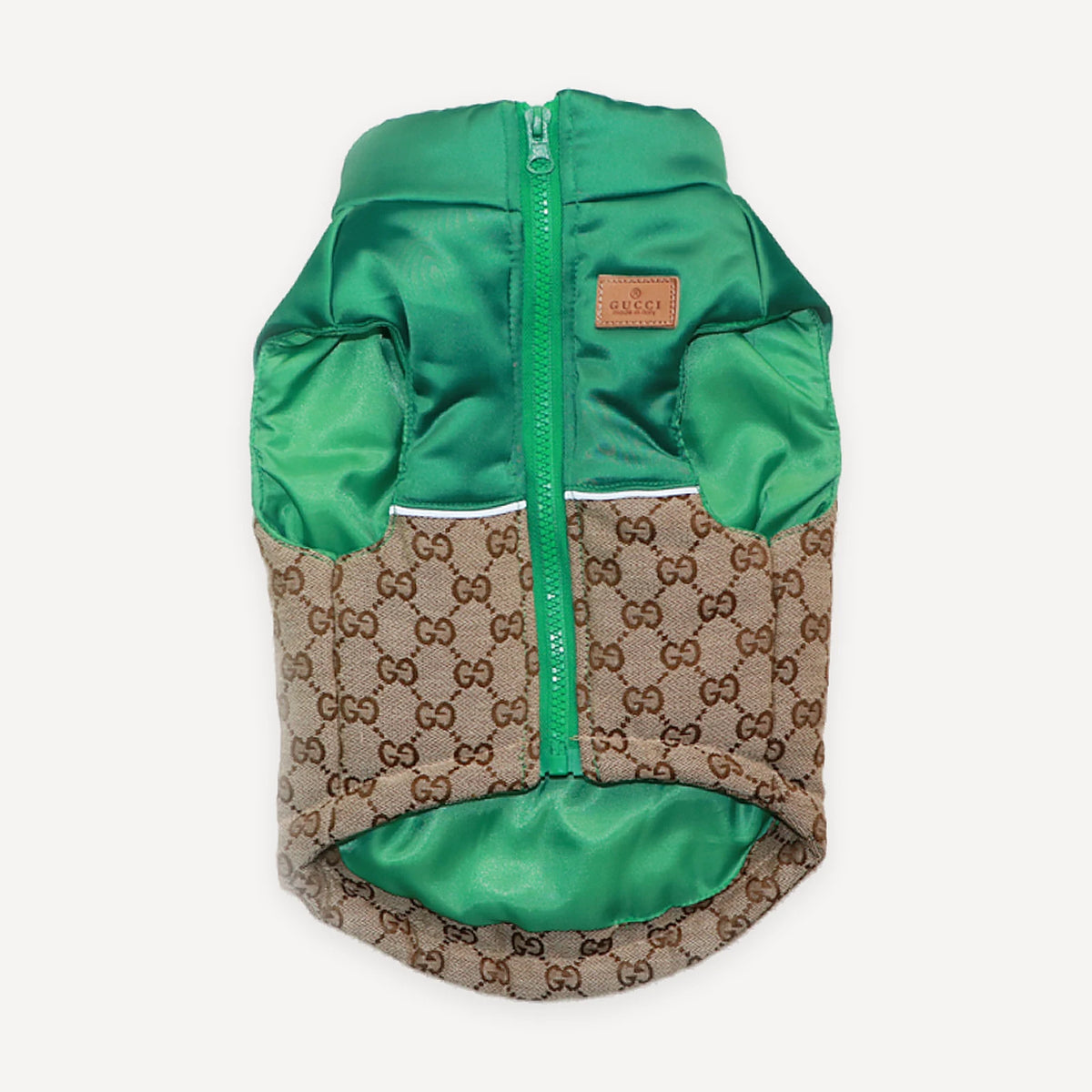 Green Panel Padded dog vest inspired by Gucci view 4