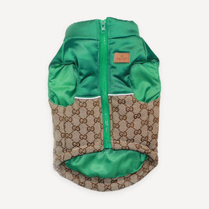 Green Panel Padded dog vest inspired by Gucci view 4