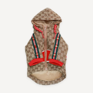 Web Stripe Monogram dog hoodie inspired by Gucci view 2