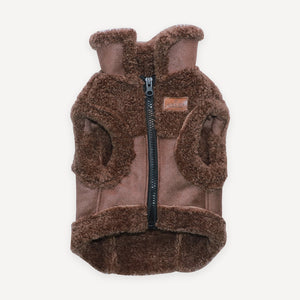 Sherpa Trim Leather dog jacket inspired by Gucci view 6