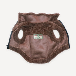 Sherpa Trim Leather dog jacket inspired by Gucci view 7