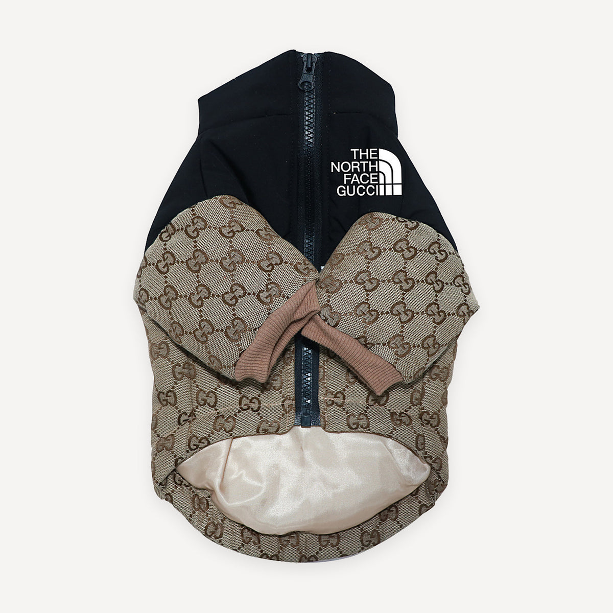 X Pawcci Monogram Zip dog jacket inspired by The North Face view 3