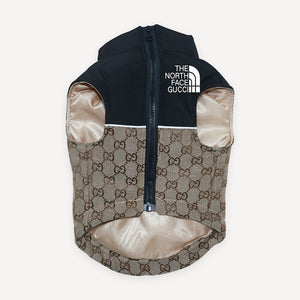 X Pawcci Monogram Puffer dog vest inspired by The North Face view 3