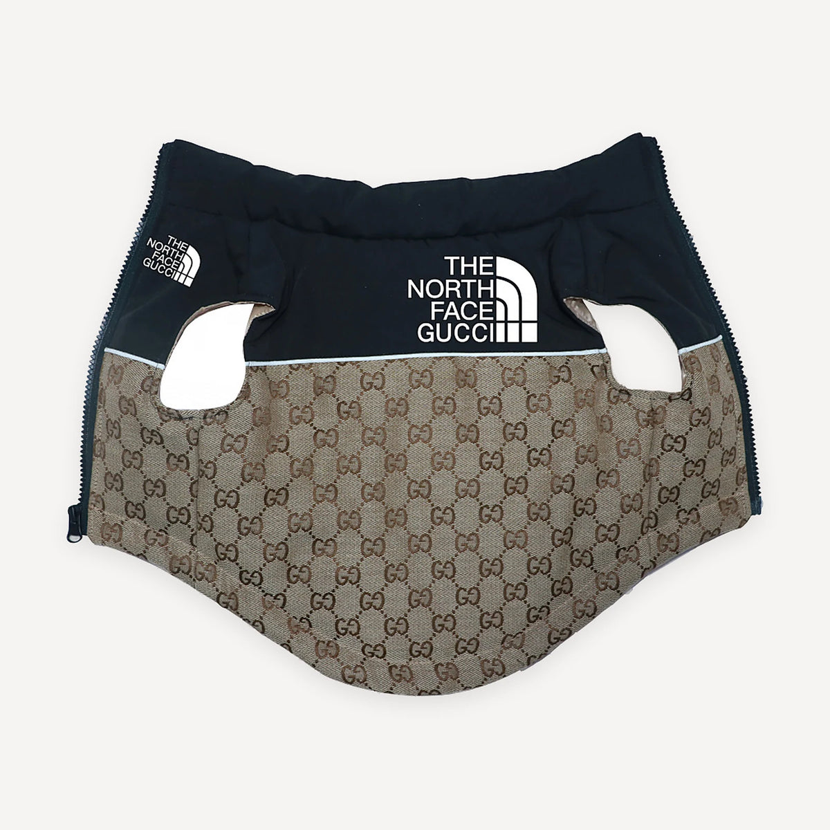 X Pawcci Monogram Puffer dog vest inspired by The North Face view 4