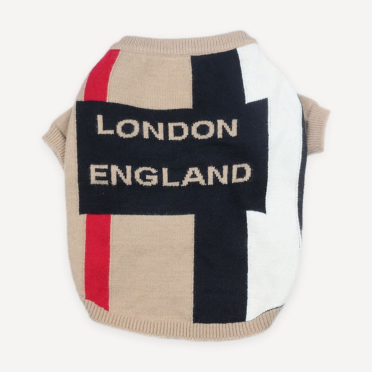 Lettered Panel Knit dog sweater inspired by Burberry