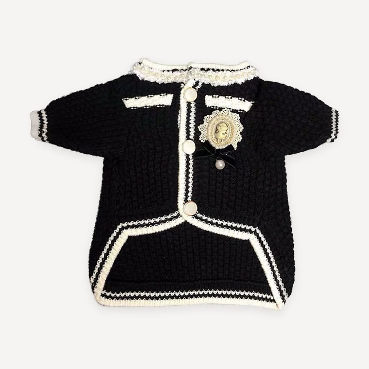 Braid Trim Knit dog cardigan inspired by Chanel view 5