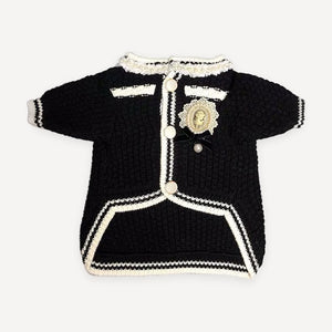 Braid Trim Knit dog cardigan inspired by Chanel view 5