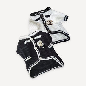 Braid Trim Knit dog cardigan inspired by Chanel view 3