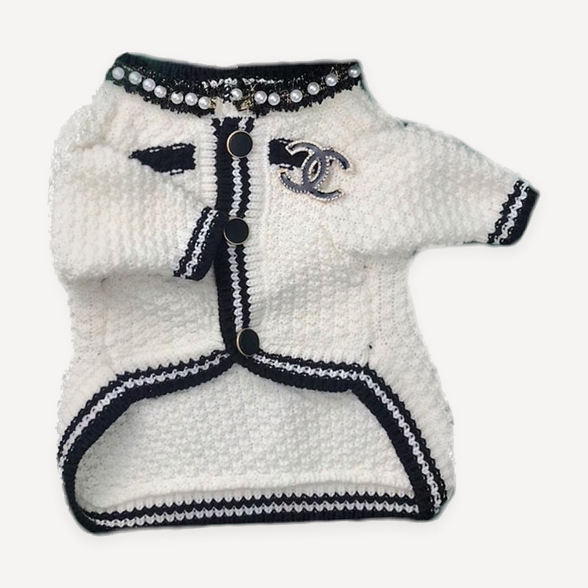 Braid Trim Knit dog cardigan inspired by Chanel view 2
