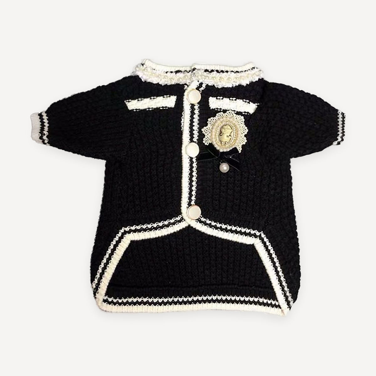 Braid Trim Knit dog cardigan inspired by Chanel