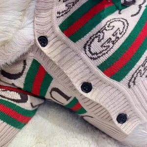 Pawcci Gray Web Stripe Cardigan detail
