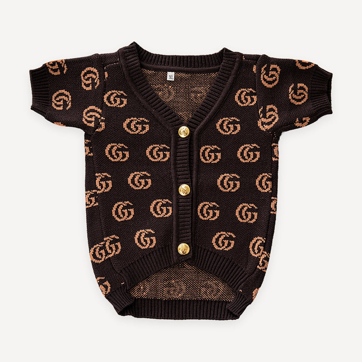 Brown Monogram dog cardigan inspired by Gucci view 6