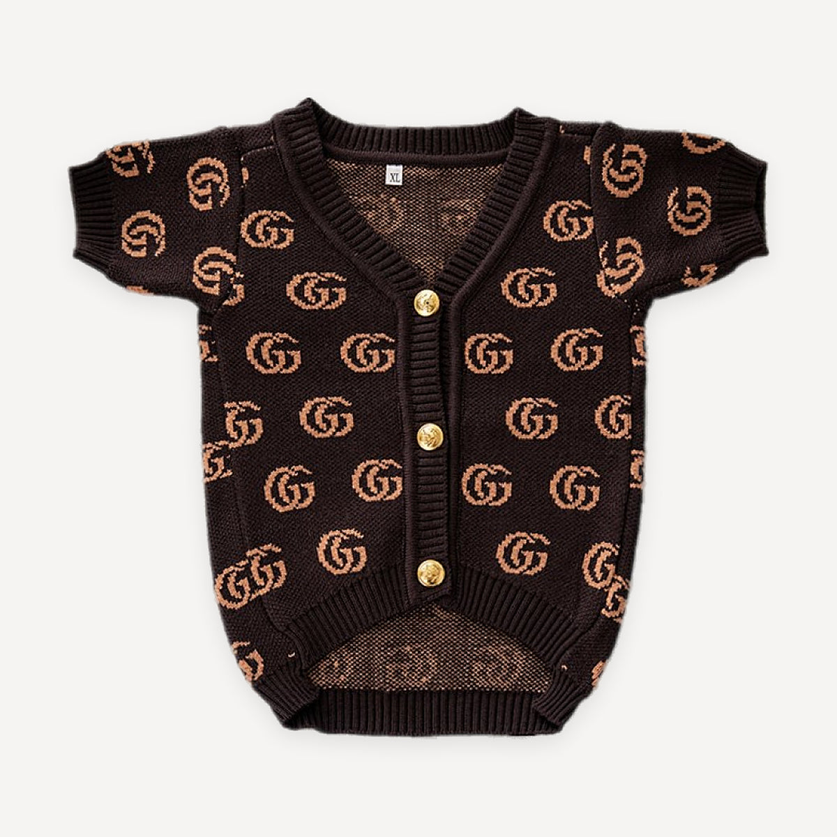 Brown Monogram dog cardigan inspired by Gucci