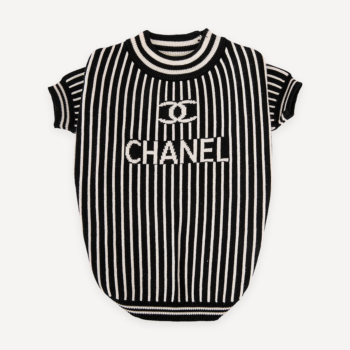 Vertical Stripe Knit dog sweater inspired by Chanel view 3