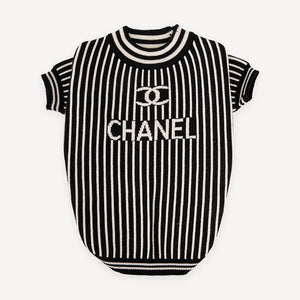 Vertical Stripe Knit dog sweater inspired by Chanel view 3