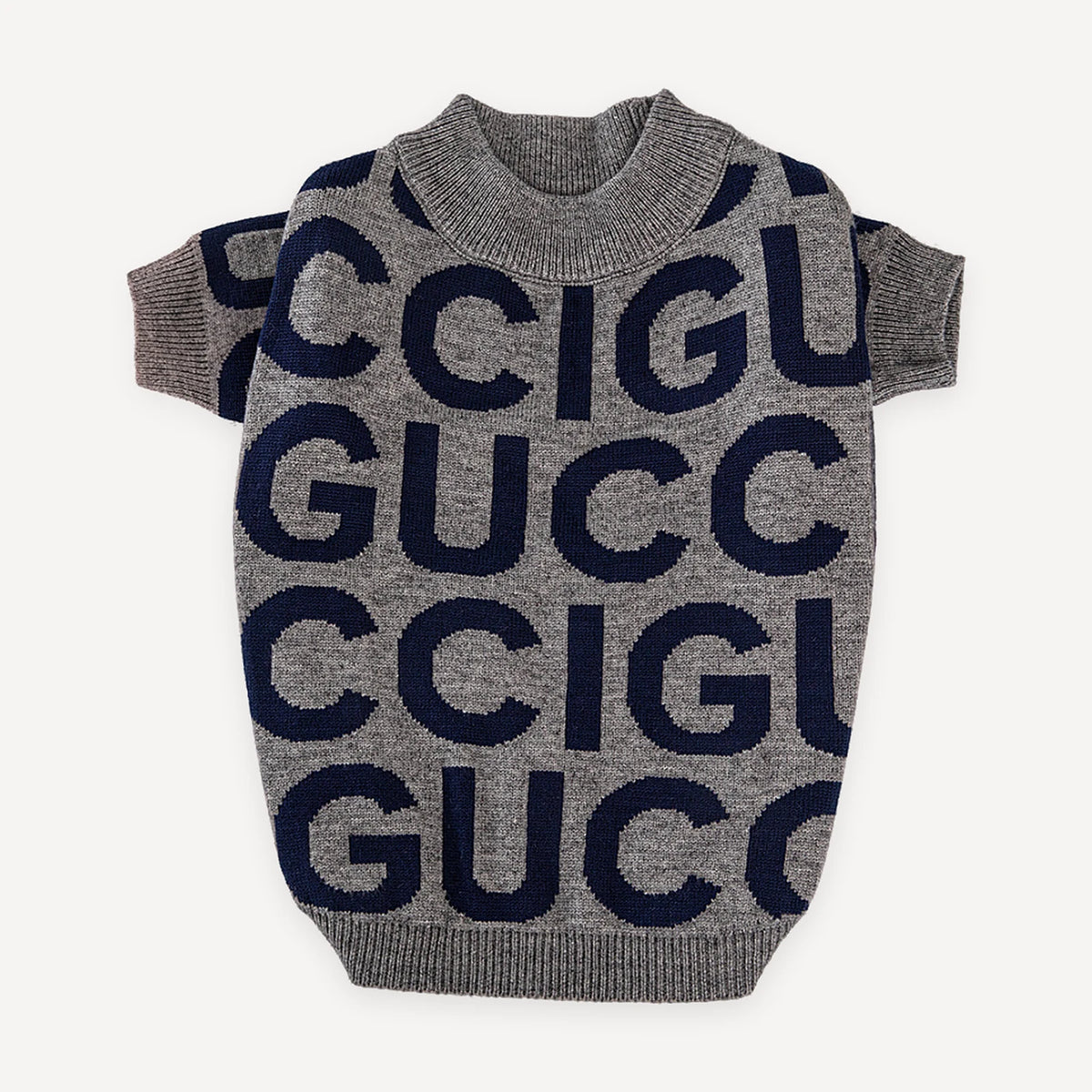 Block Letter Knit dog sweater inspired by Gucci view 3