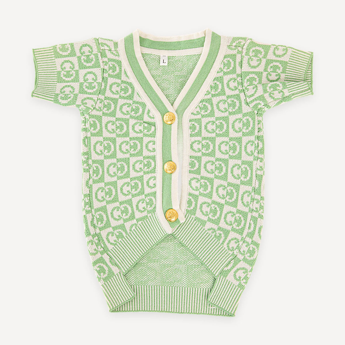 Mint Monogram dog cardigan inspired by Gucci view 2