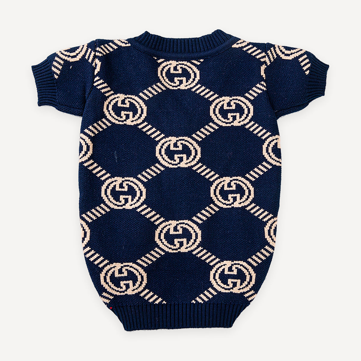 Navy Monogram Knit dog sweater inspired by Gucci