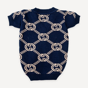 Navy Monogram Knit dog sweater inspired by Gucci