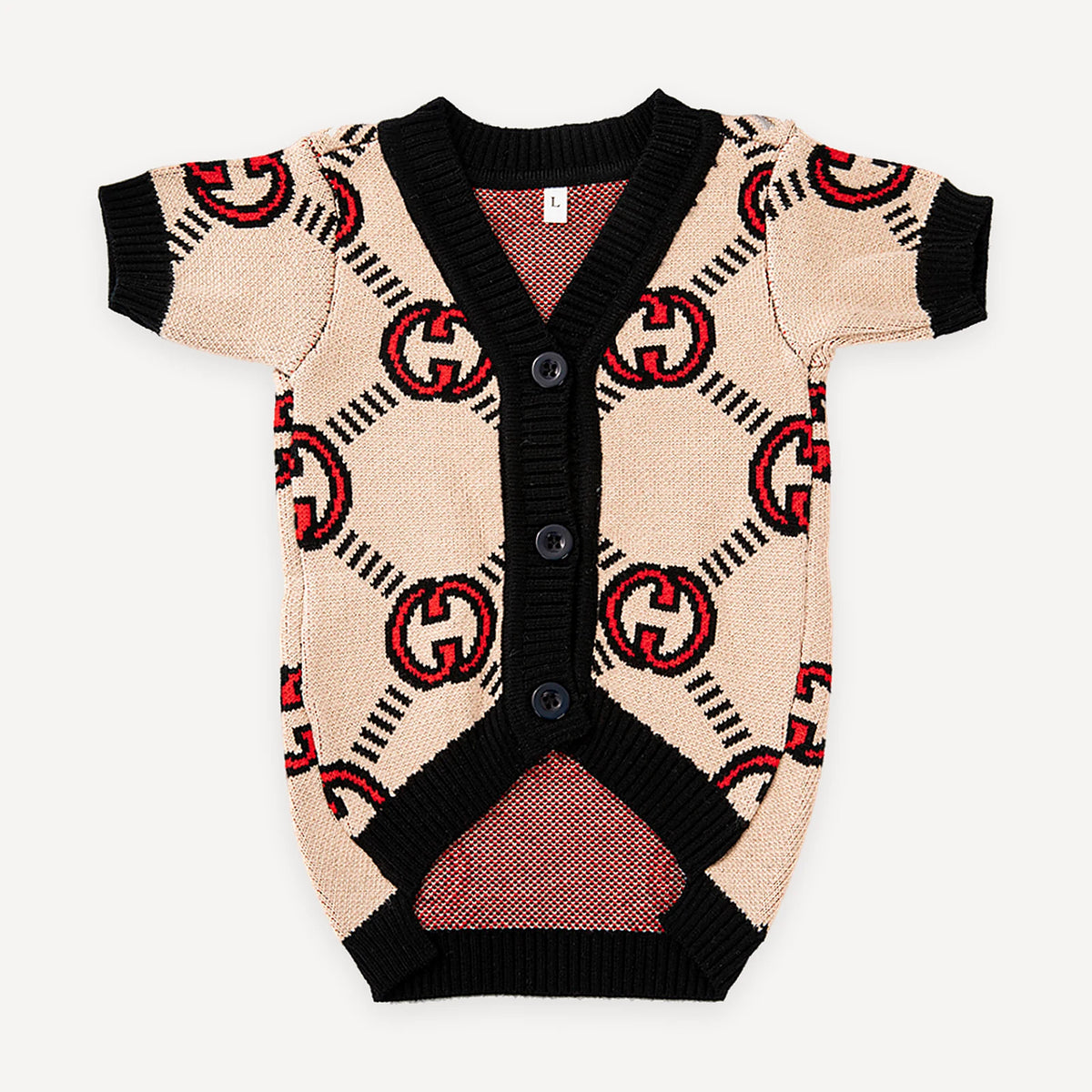 Monogram Knit dog cardigan inspired by Gucci view 2