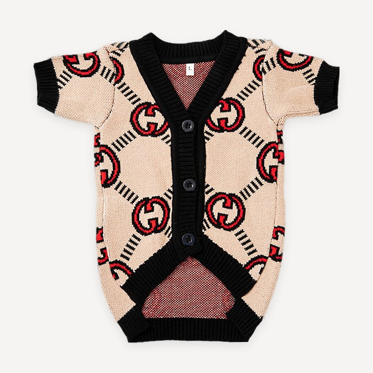 Monogram Knit dog cardigan inspired by Gucci