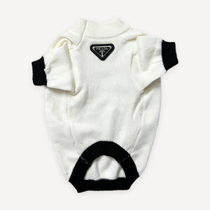 Triangle Badge Knit dog sweater inspired by Prada