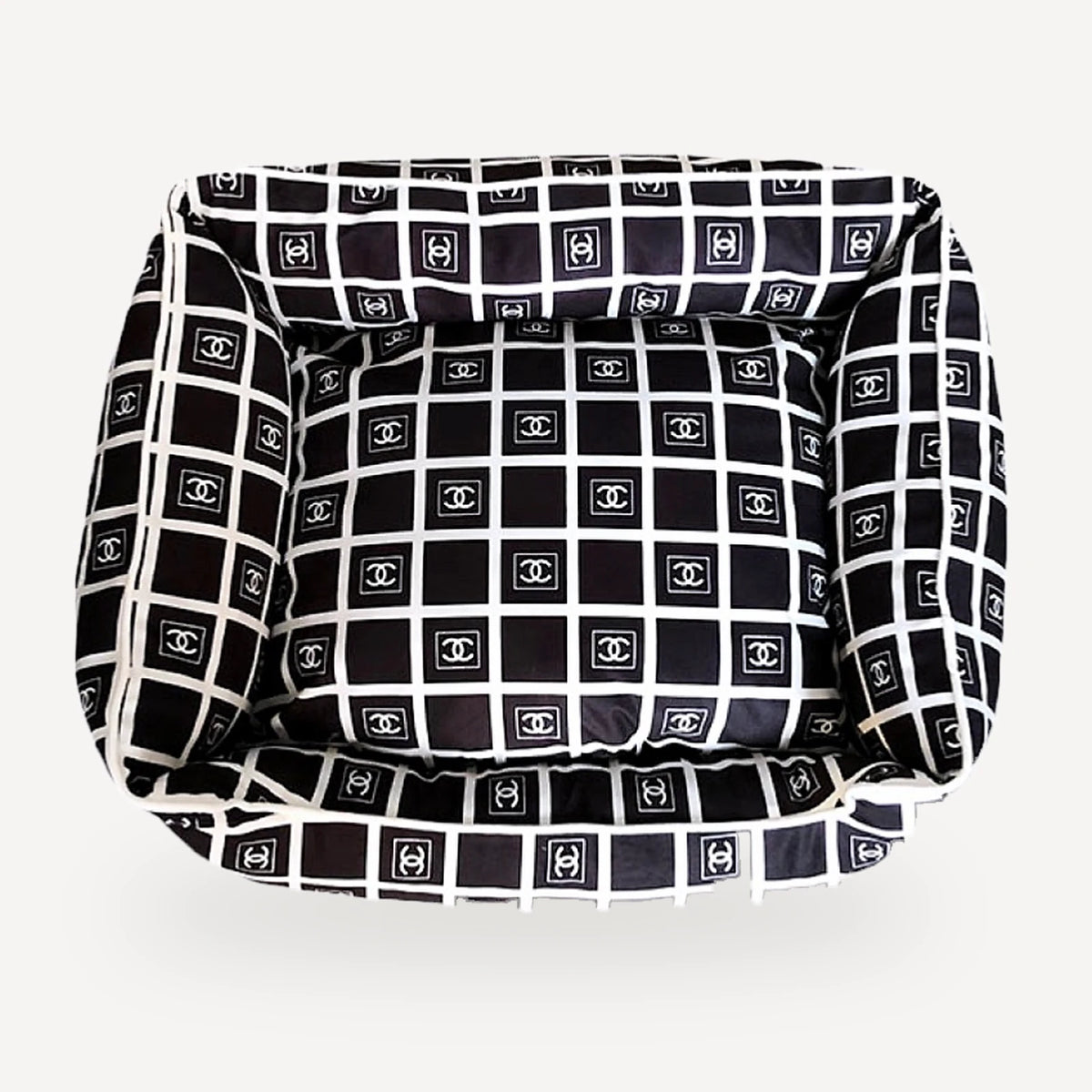 Grid Logo Dog dog bed inspired by Chanel