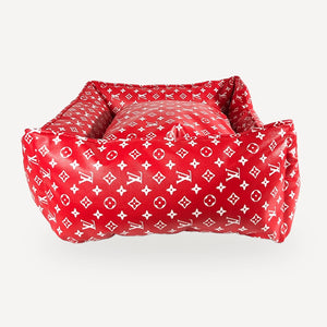 Monogram Bolster Dog dog bed inspired by Louis Vuitton view 2