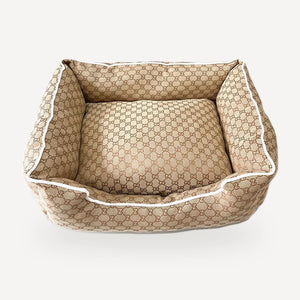Beige Monogram Dog dog bed