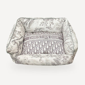 Toile Print Dog dog bed inspired by Dior