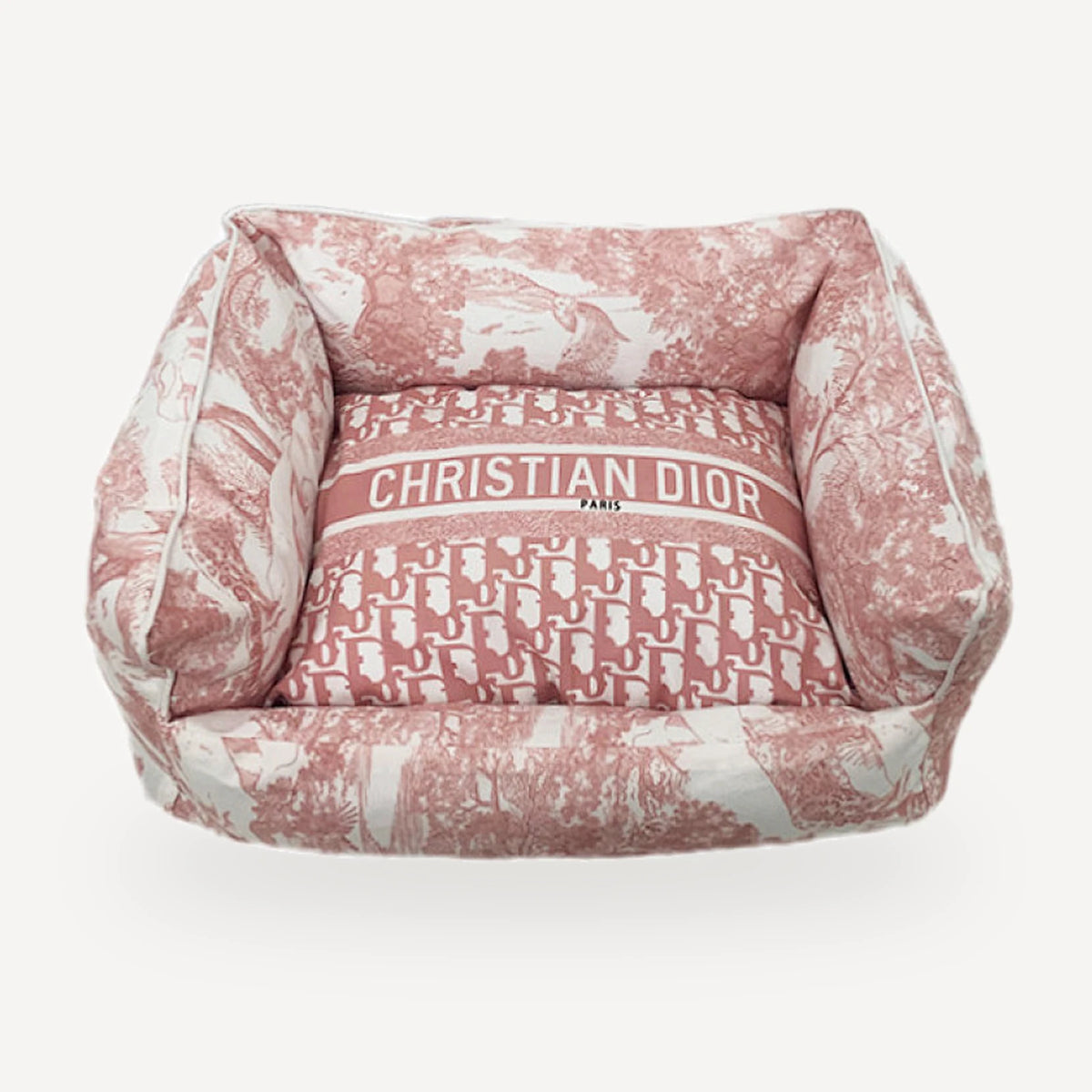 Toile Print Dog dog bed inspired by Dior view 2