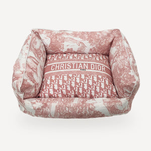 Toile Print Dog dog bed inspired by Dior view 2
