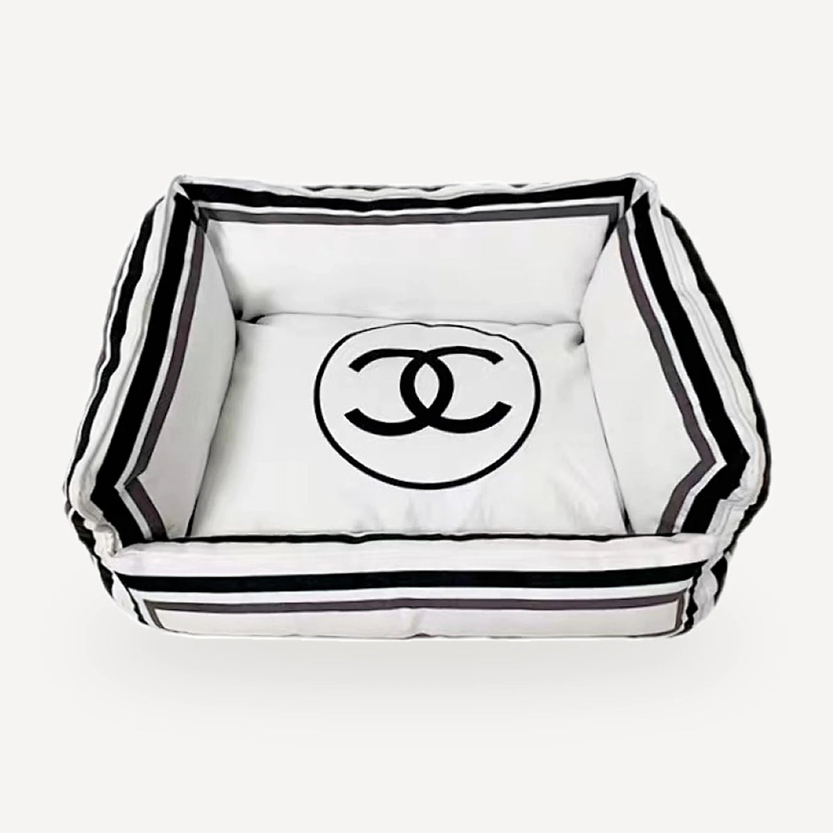 Logo White Dog dog bed inspired by Chanel