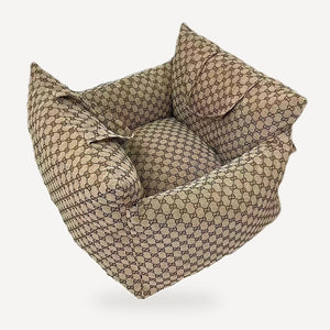 Monogram Square Dog dog bed inspired by Fendi view 3