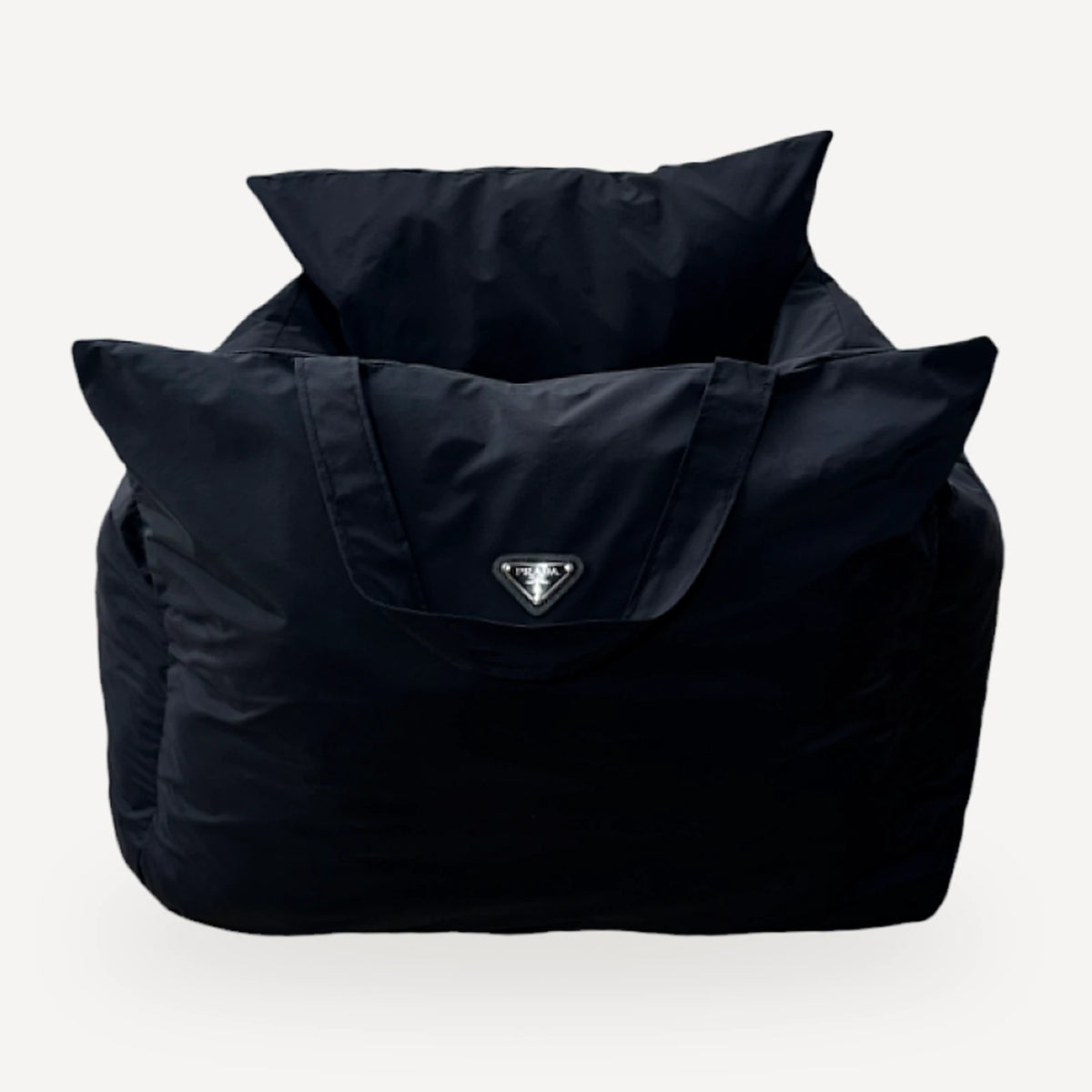 Triangle Badge Nylon Dog dog bed inspired by Prada