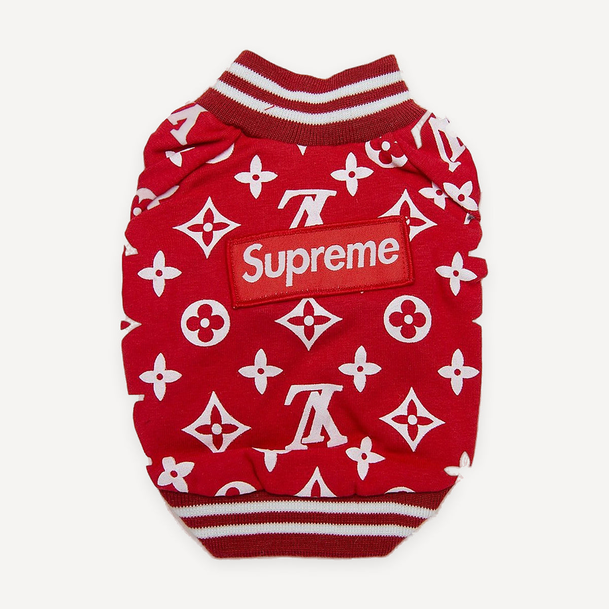 Red Monogram Crew dog sweatshirt inspired by Louis Vuitton view 5