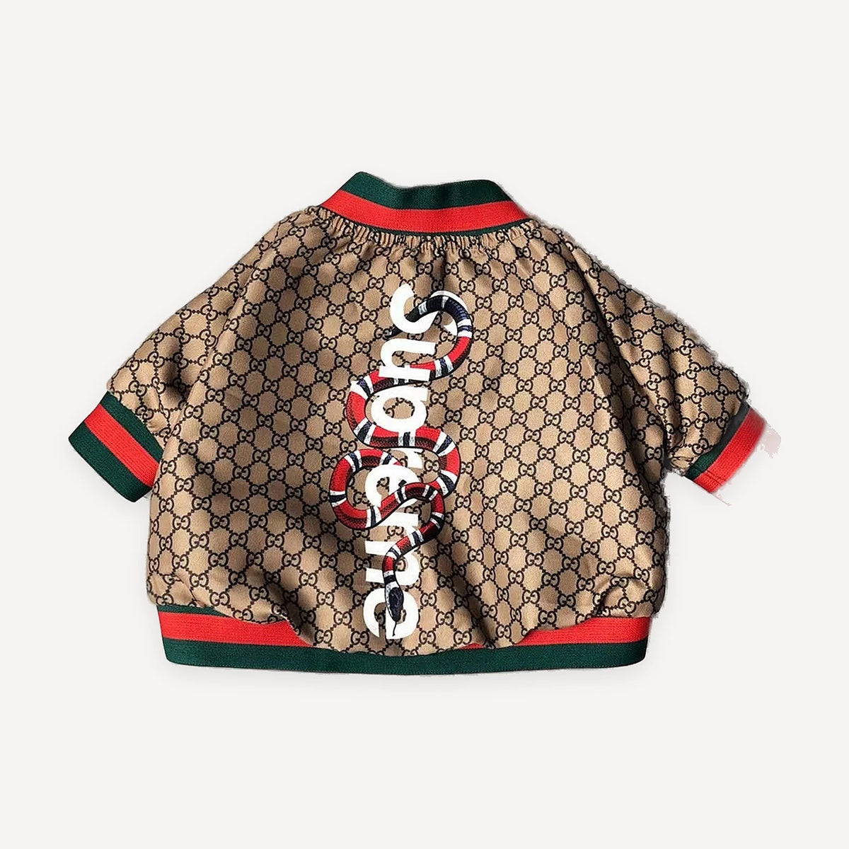 Monogram Red Panel dog jacket inspired by Gucci view 2