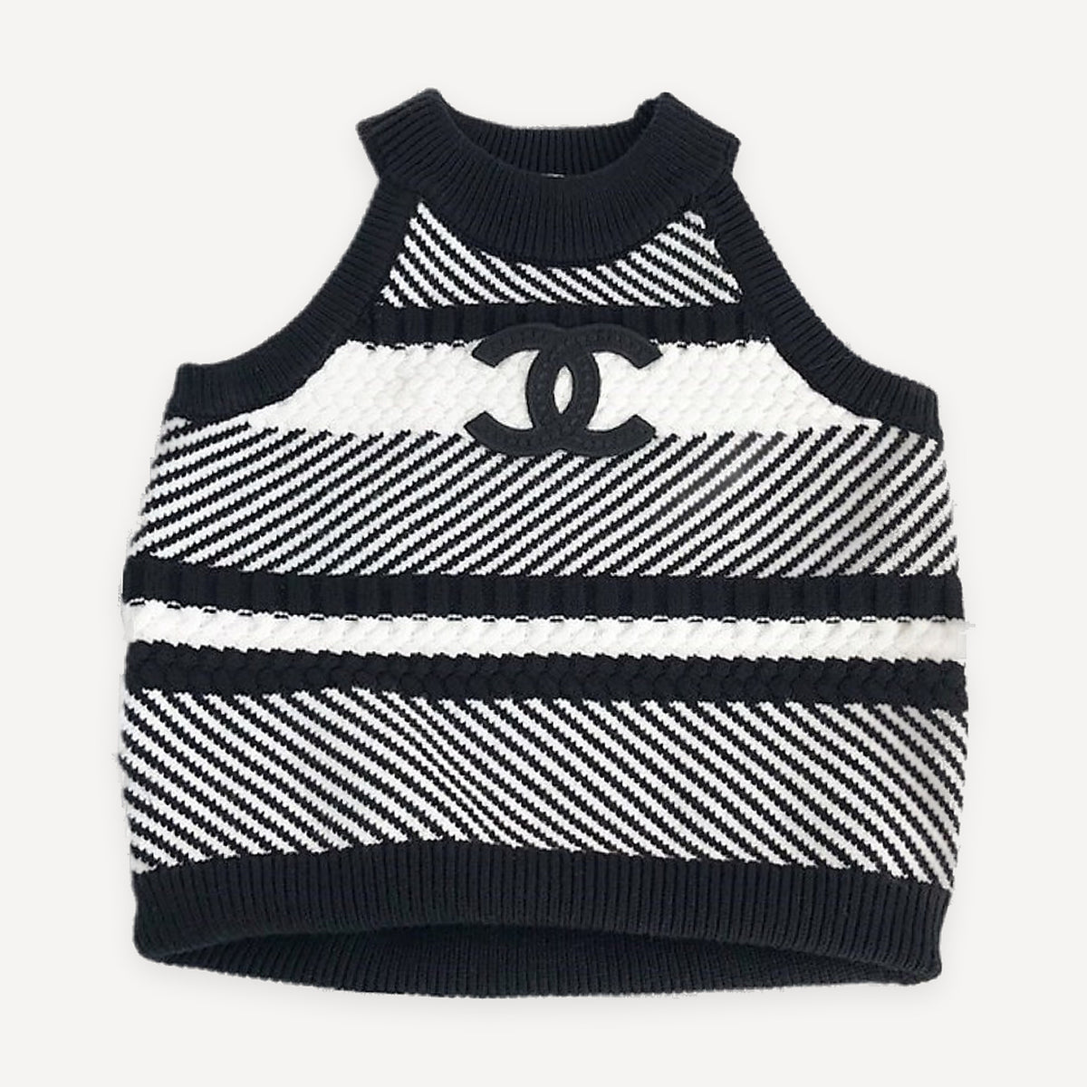 Diagonal Stripe Knit dog sweater inspired by Chanel view 2