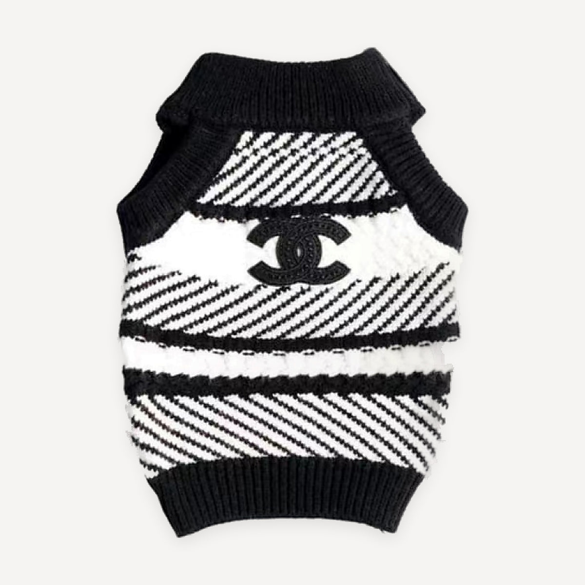 Diagonal Stripe Knit dog sweater inspired by Chanel