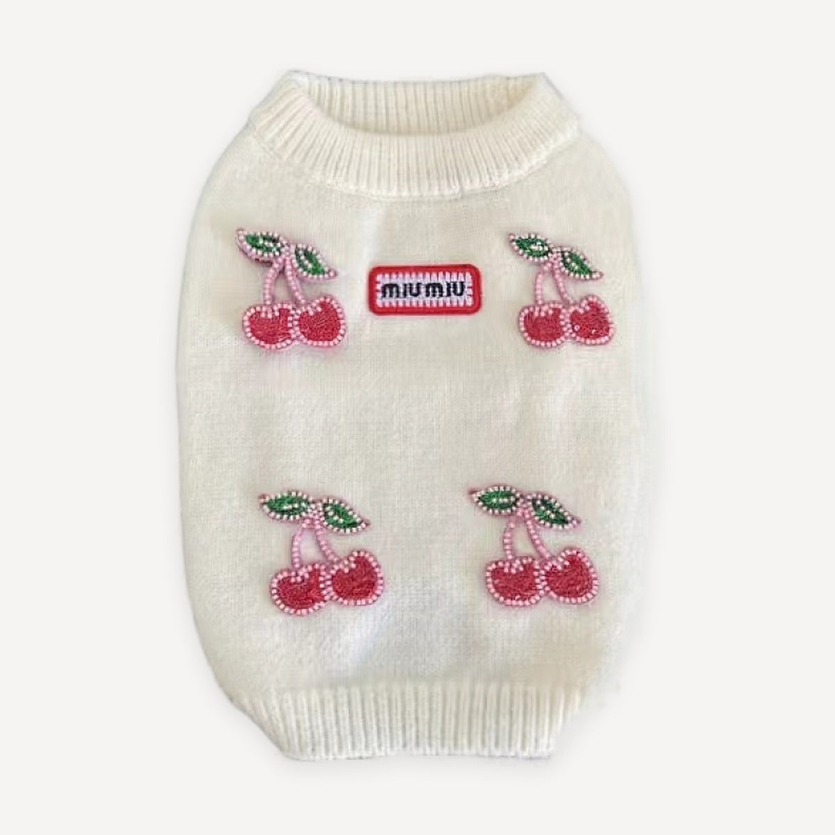 Cherry Embroidered Knit dog sweater